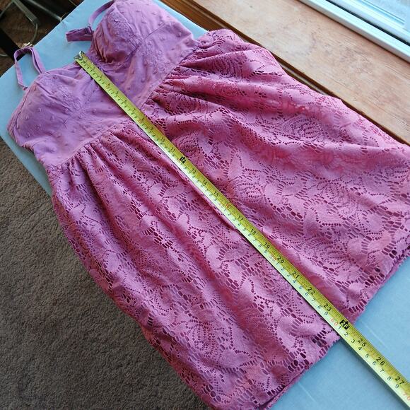 AEO Pink Bustier Lace Babydoll Dress Small removable padding adjustable straps - Picture 13 of 16
